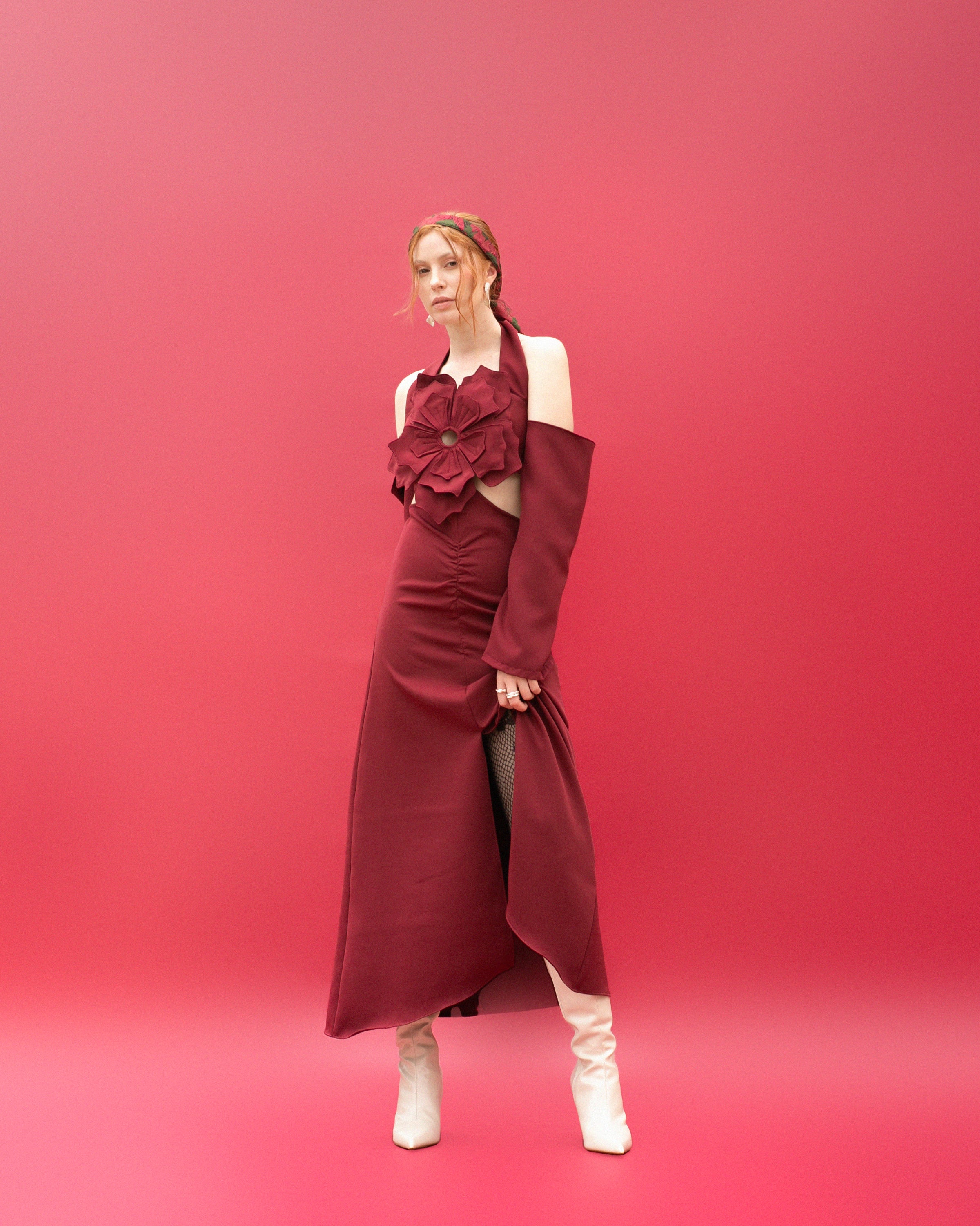 Hortensia  red wine dress